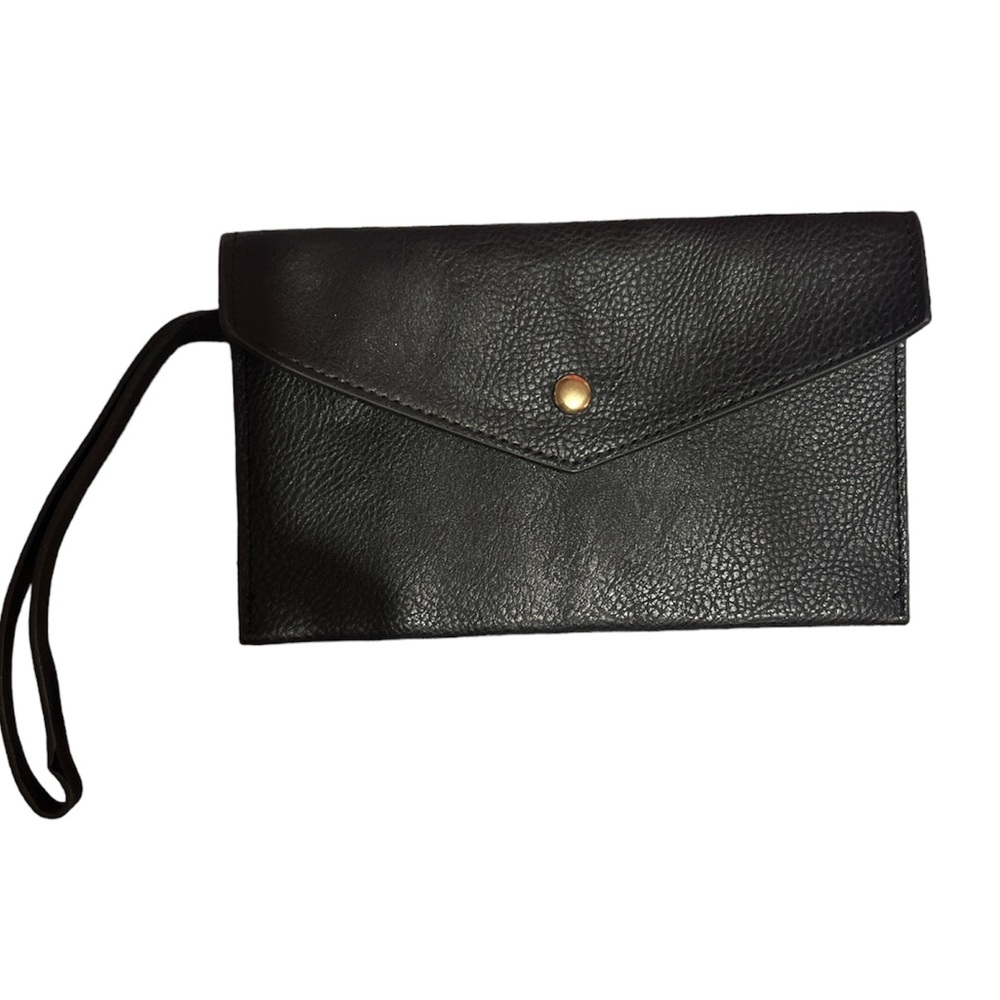 Black Leather Envelope Wristlet